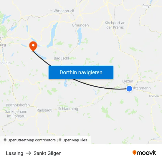 Lassing to Sankt Gilgen map