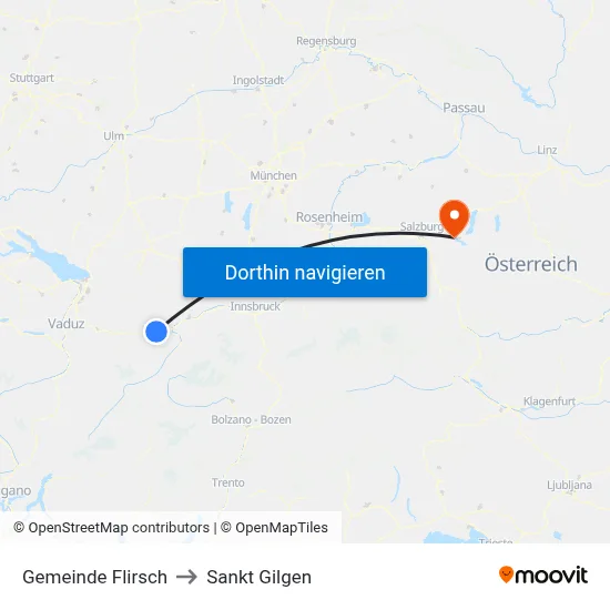 Gemeinde Flirsch to Sankt Gilgen map