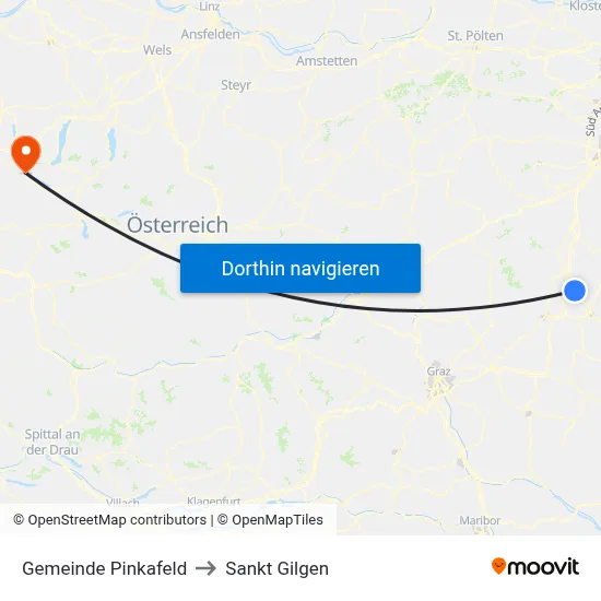 Gemeinde Pinkafeld to Sankt Gilgen map