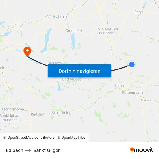 Edlbach to Sankt Gilgen map