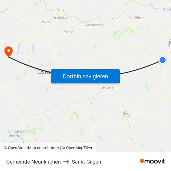 Gemeinde Neunkirchen to Sankt Gilgen map