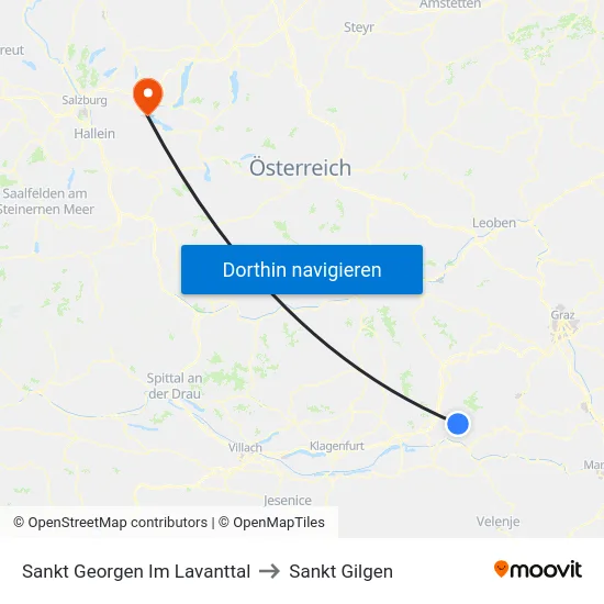 Sankt Georgen Im Lavanttal to Sankt Gilgen map