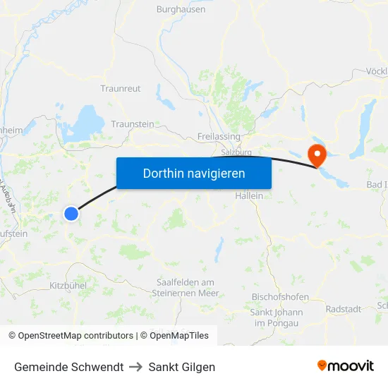 Gemeinde Schwendt to Sankt Gilgen map