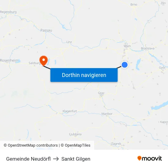 Gemeinde Neudörfl to Sankt Gilgen map