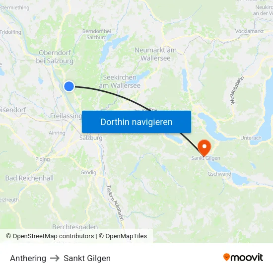 Anthering to Sankt Gilgen map