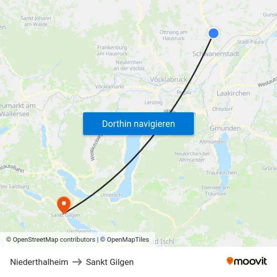 Niederthalheim to Sankt Gilgen map