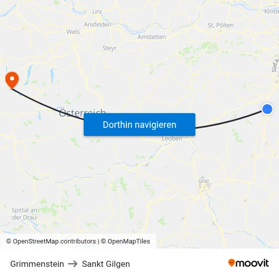 Grimmenstein to Sankt Gilgen map