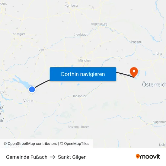Gemeinde Fußach to Sankt Gilgen map