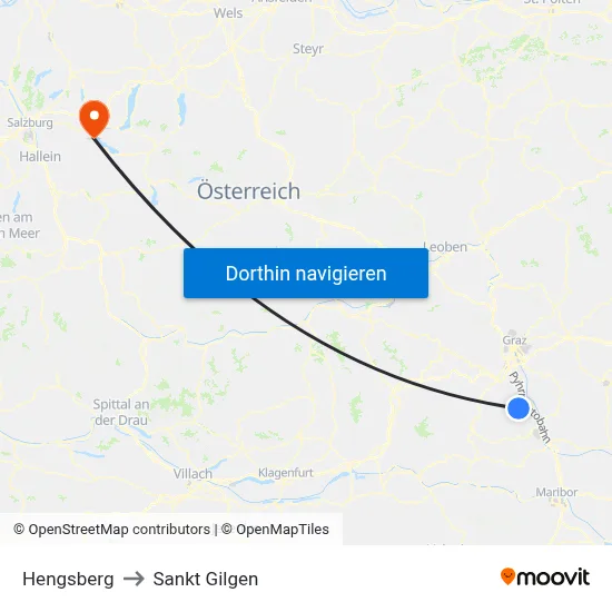 Hengsberg to Sankt Gilgen map