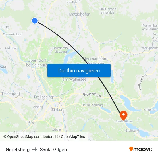 Geretsberg to Sankt Gilgen map