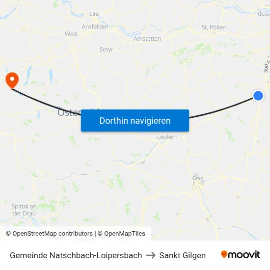 Gemeinde Natschbach-Loipersbach to Sankt Gilgen map