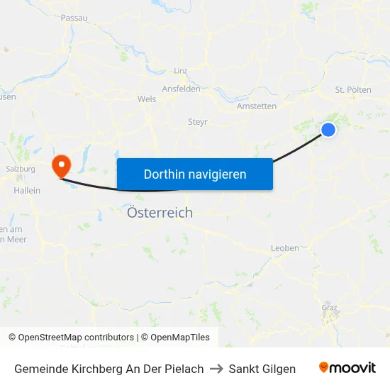 Gemeinde Kirchberg An Der Pielach to Sankt Gilgen map