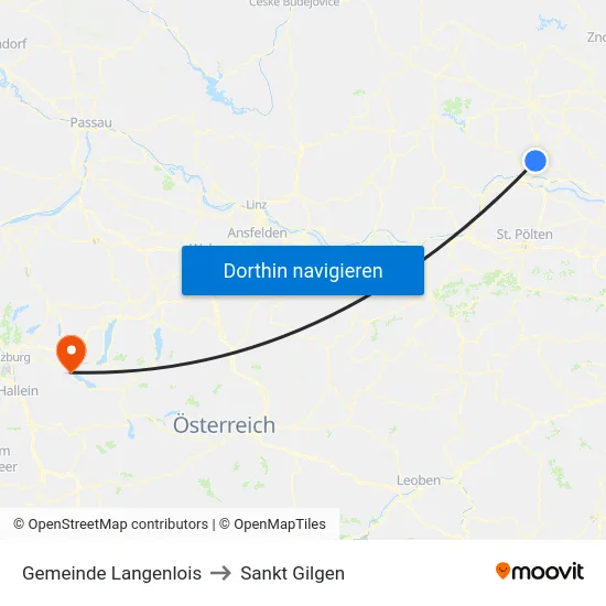 Gemeinde Langenlois to Sankt Gilgen map
