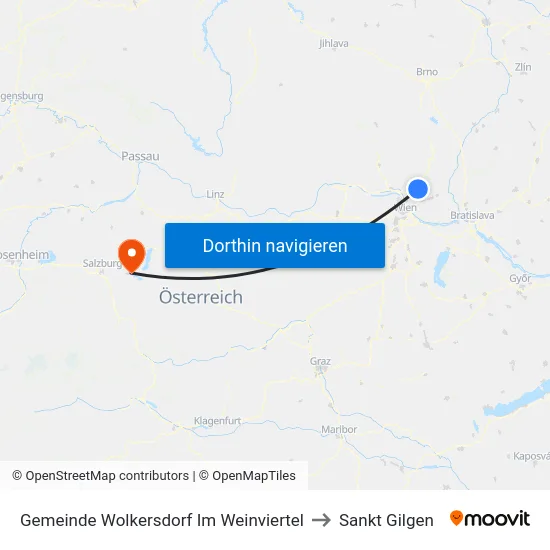Gemeinde Wolkersdorf Im Weinviertel to Sankt Gilgen map