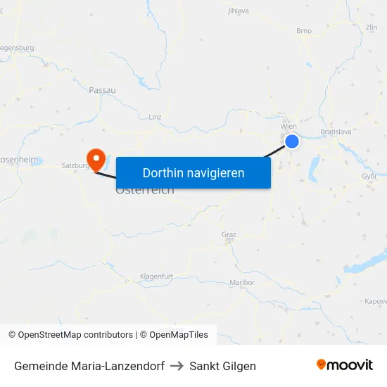 Gemeinde Maria-Lanzendorf to Sankt Gilgen map