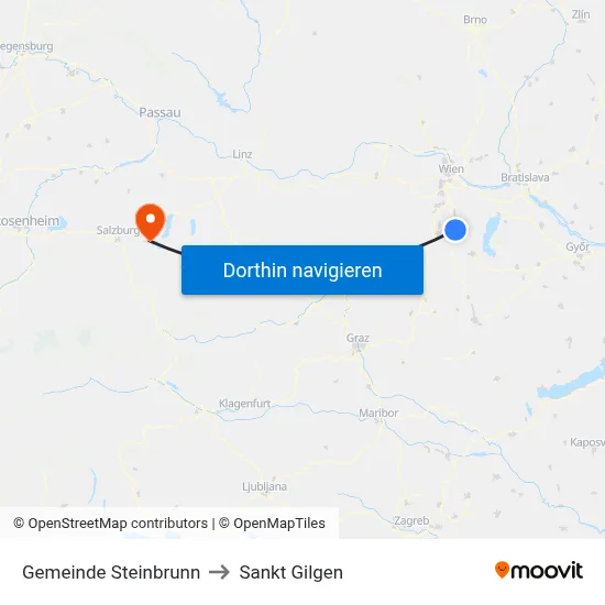Gemeinde Steinbrunn to Sankt Gilgen map