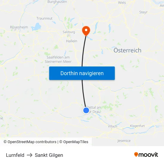 Lurnfeld to Sankt Gilgen map