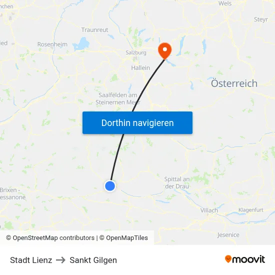 Stadt Lienz to Sankt Gilgen map