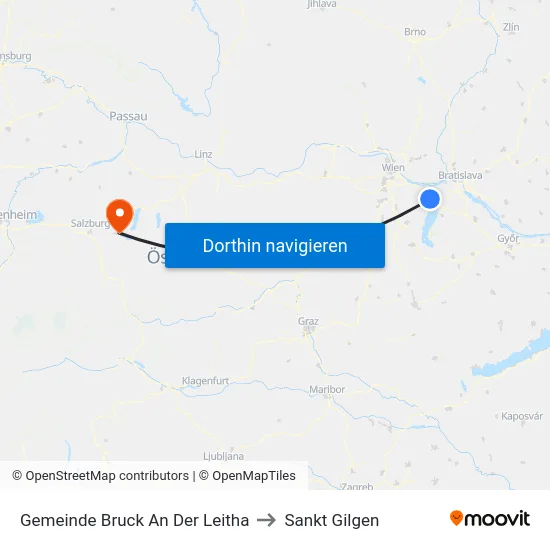 Gemeinde Bruck An Der Leitha to Sankt Gilgen map