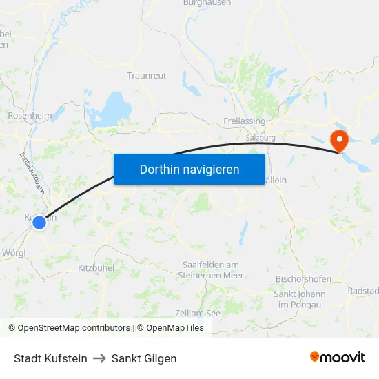 Stadt Kufstein to Sankt Gilgen map