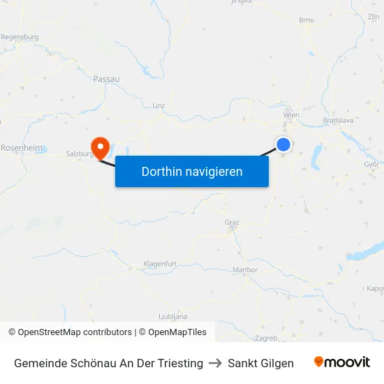 Gemeinde Schönau An Der Triesting to Sankt Gilgen map