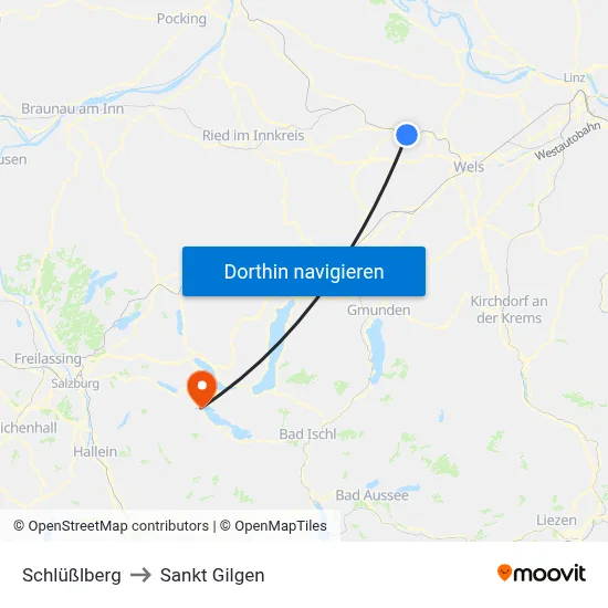Schlüßlberg to Sankt Gilgen map