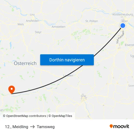 12., Meidling to Tamsweg map
