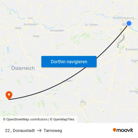 22., Donaustadt to Tamsweg map