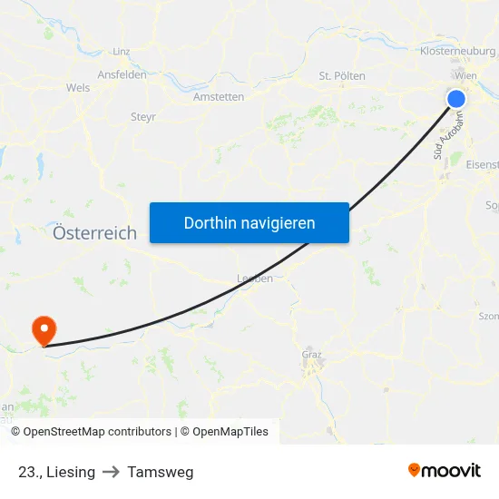 23., Liesing to Tamsweg map
