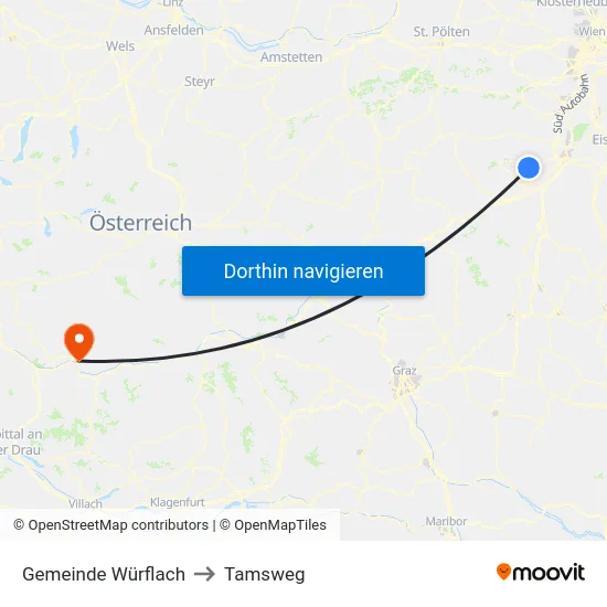 Gemeinde Würflach to Tamsweg map