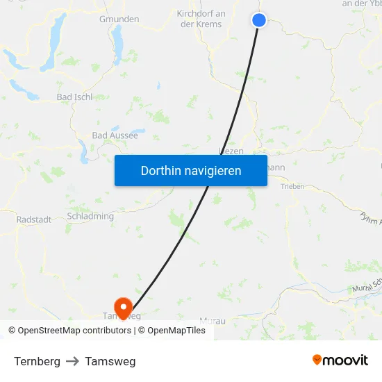 Ternberg to Tamsweg map