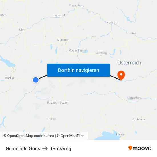 Gemeinde Grins to Tamsweg map