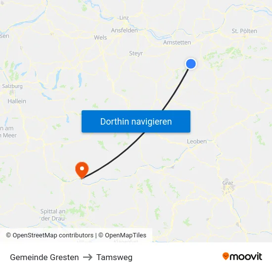 Gemeinde Gresten to Tamsweg map