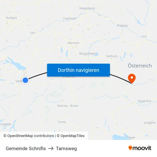 Gemeinde Schnifis to Tamsweg map