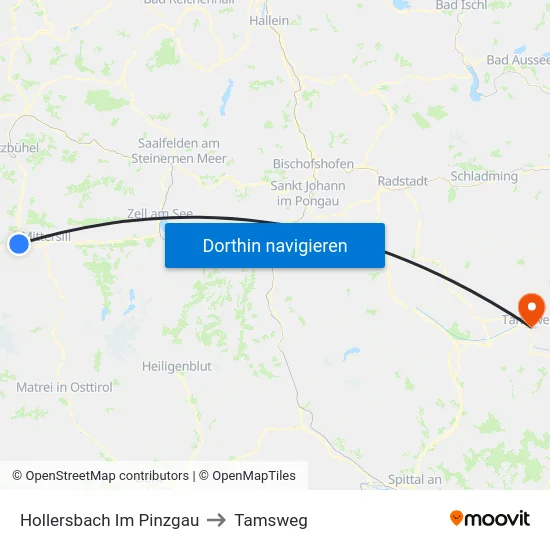 Hollersbach Im Pinzgau to Tamsweg map