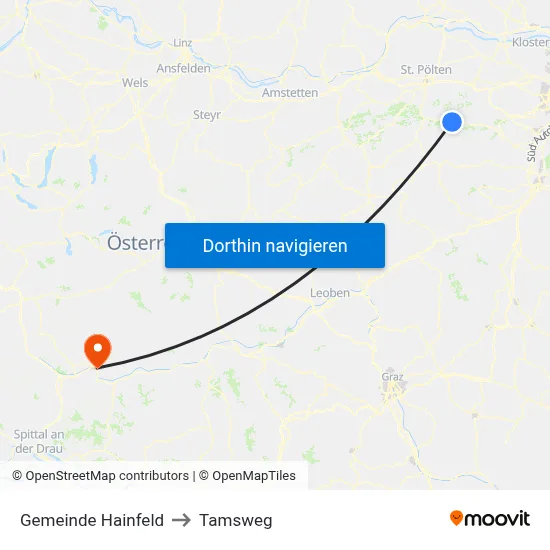 Gemeinde Hainfeld to Tamsweg map