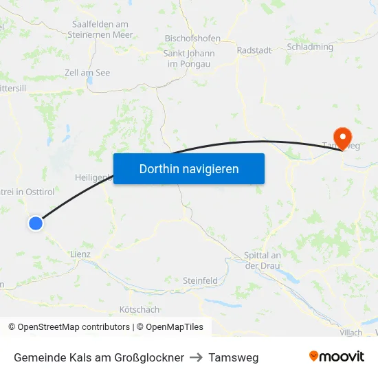 Gemeinde Kals am Großglockner to Tamsweg map