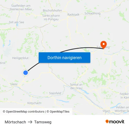Mörtschach to Tamsweg map