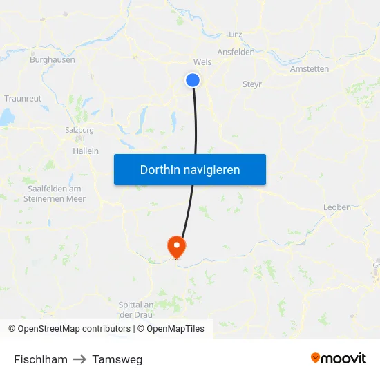 Fischlham to Tamsweg map