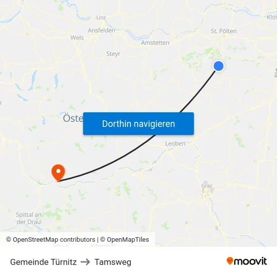 Gemeinde Türnitz to Tamsweg map