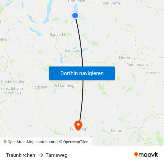 Traunkirchen to Tamsweg map