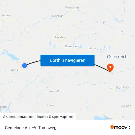 Gemeinde Au to Tamsweg map
