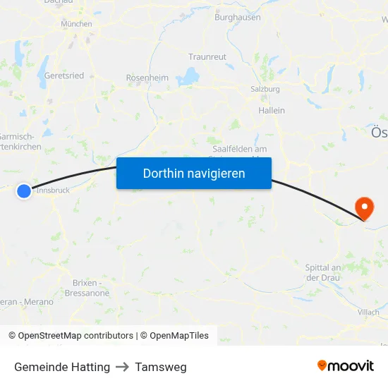 Gemeinde Hatting to Tamsweg map