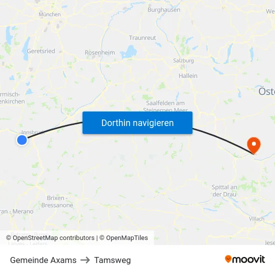 Gemeinde Axams to Tamsweg map