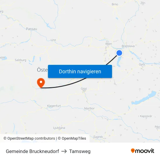Gemeinde Bruckneudorf to Tamsweg map
