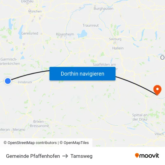 Gemeinde Pfaffenhofen to Tamsweg map