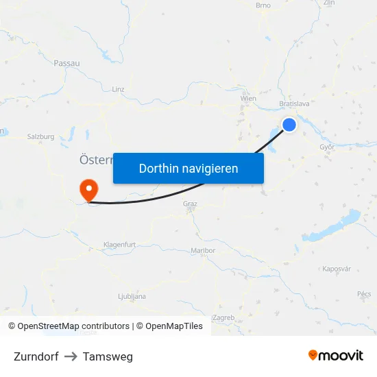 Zurndorf to Tamsweg map