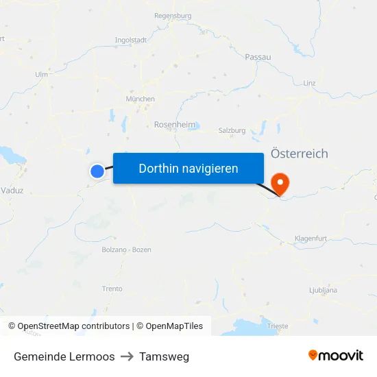 Gemeinde Lermoos to Tamsweg map