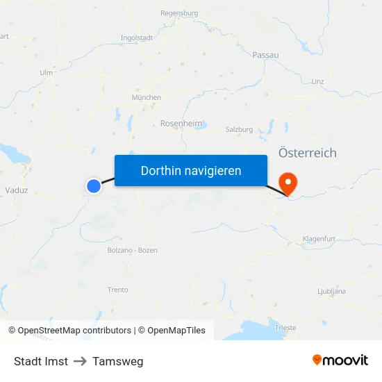 Stadt Imst to Tamsweg map