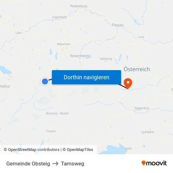 Gemeinde Obsteig to Tamsweg map